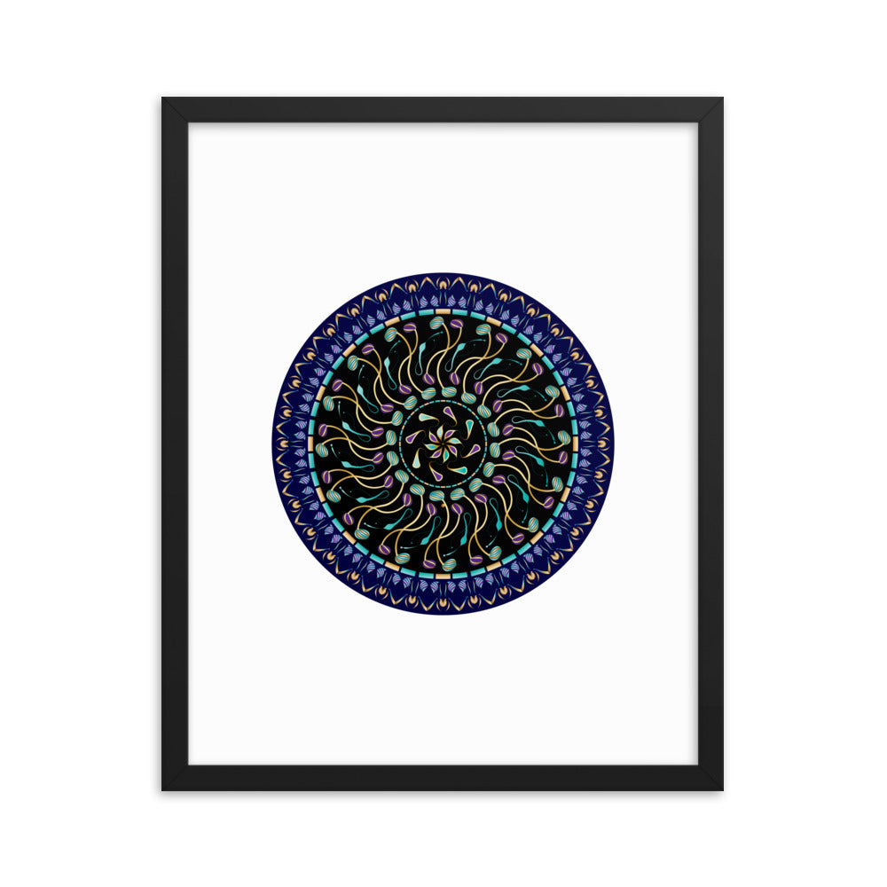 Framed poster Kuklos No 4488 Mandala Aqua - Gold Free Shipping