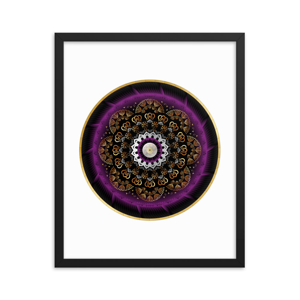 Framed poster Kuklos No 4497 Mandala Silver - Purple - Gold Free Shipping