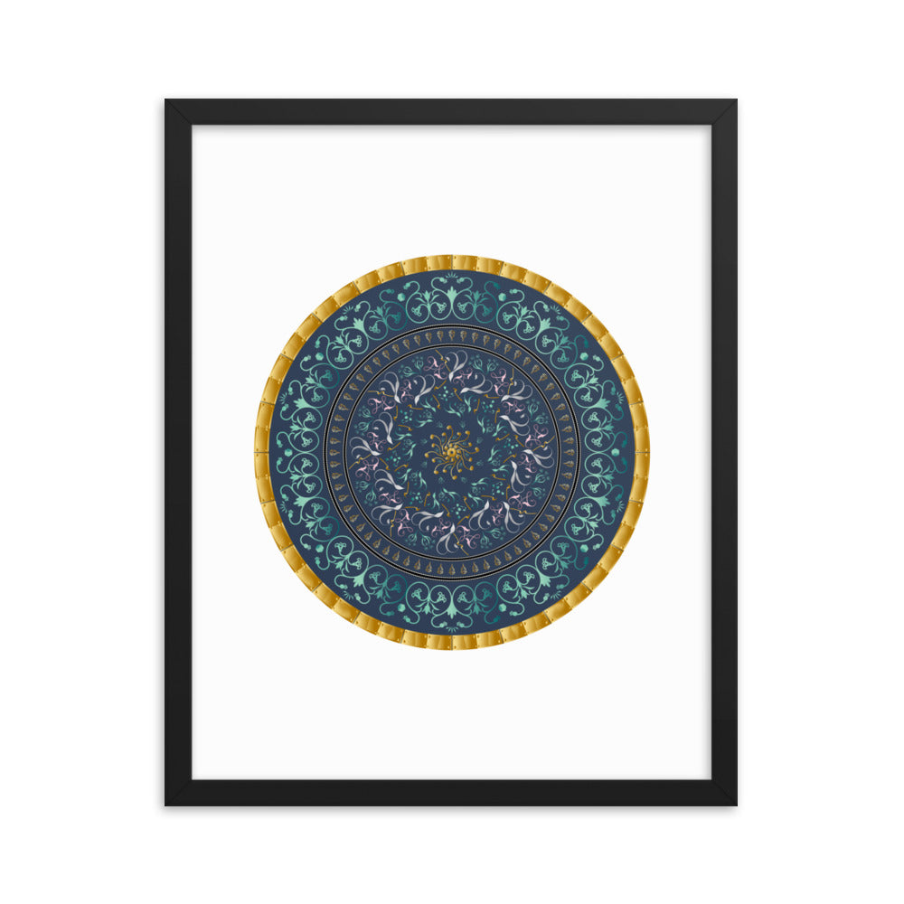 Framed poster Kuklos No 4495 Mandala Aqua - Gold Free Shipping