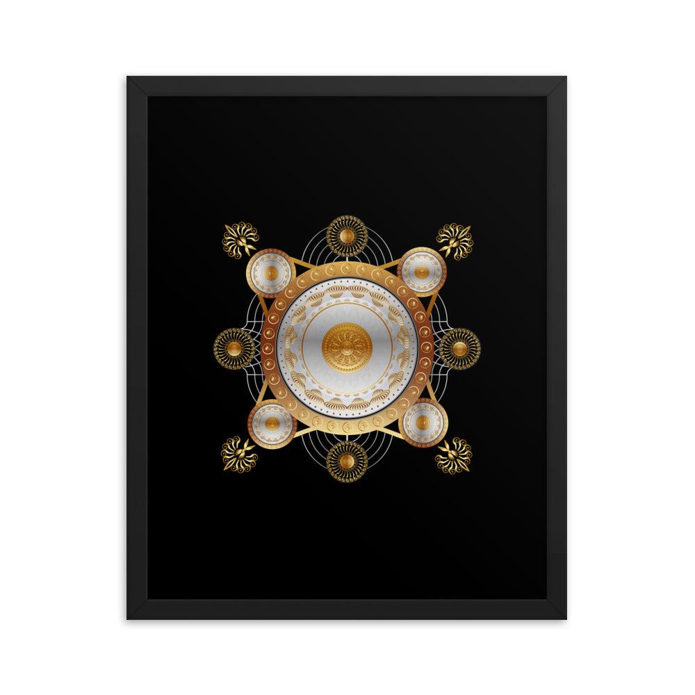 Framed Poster Kuklos No 4029 Mandala Silver - Gold Free Shipping