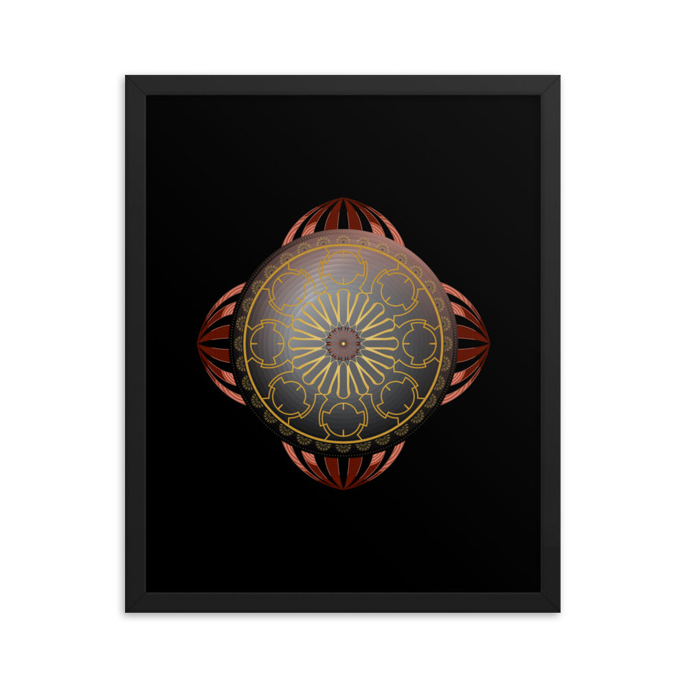 Framed Poster Circulosity No 2936 Mandala Copper - Gold Free Shipping