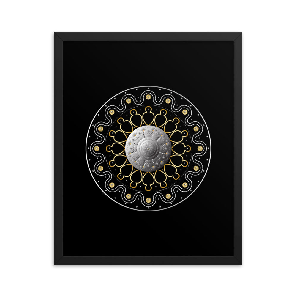 Framed Poster Circulosity No 2810 Mandala Silver - Gold Free Shipping