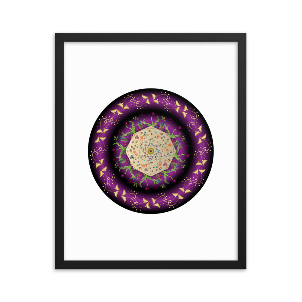 Framed Poster Circumplexical No 3676 Mandala Purple - Gold Free Shipping