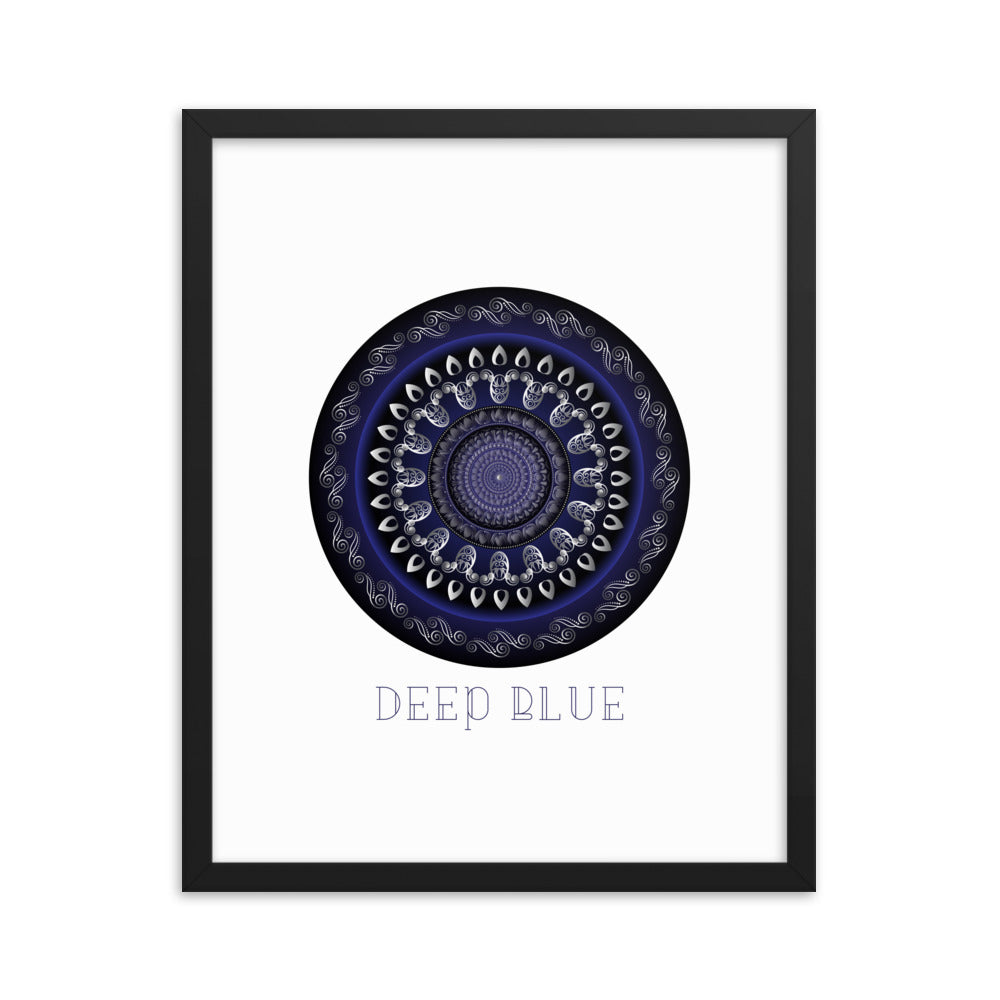 Framed Poster Circumplexical No 3761 Mandala Silver - Navy Free Shipping