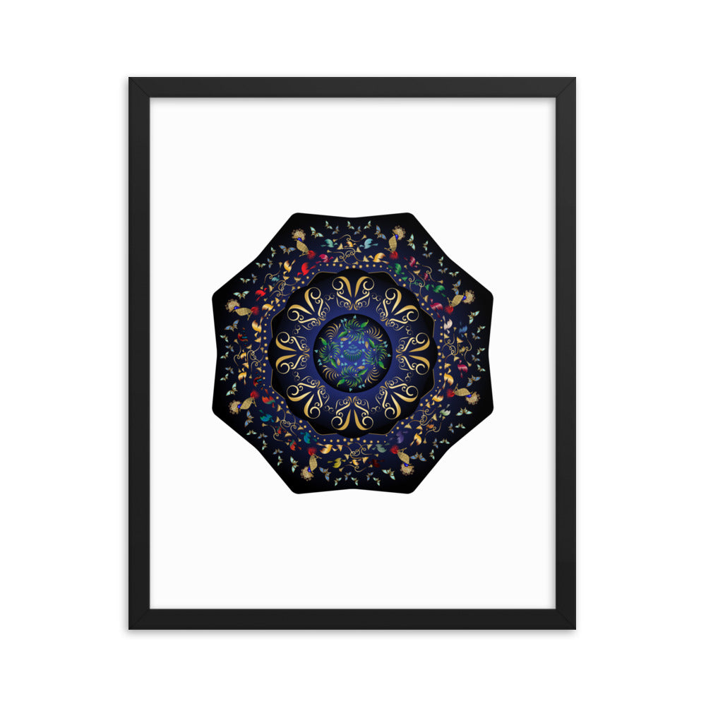 Framed Poster Circumplexical No 3796 Mandala Navy - Gold Free Shipping