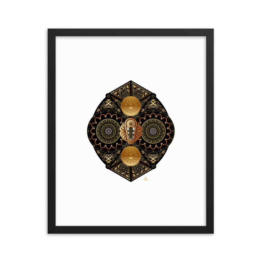 Framed Poster Circumplexical No 3927 Intricate Mandala Black - Gold Free Shipping