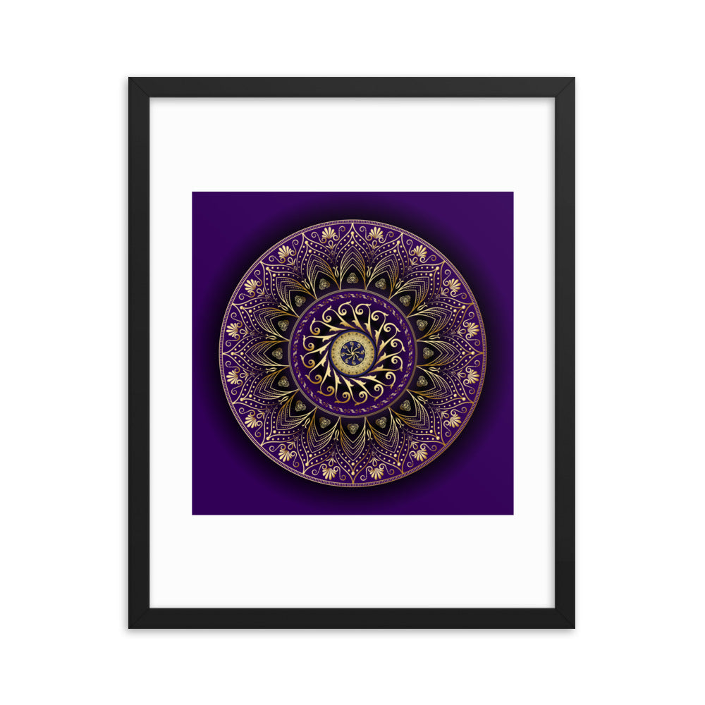 Framed Poster Circumplexical No 4006 Mandala Purple - Gold Free Shipping