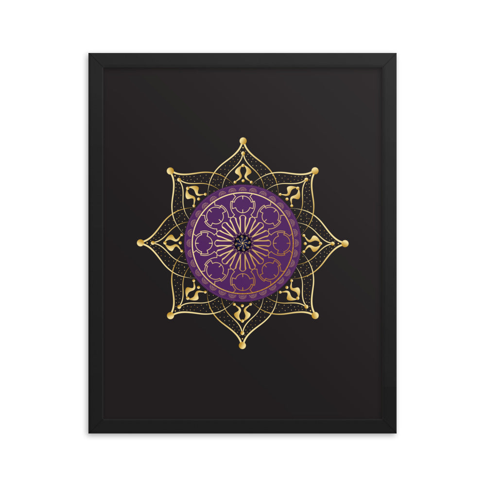 Framed Poster Circumplexical No 4017 Mandala Purple - Gold Free Shipping