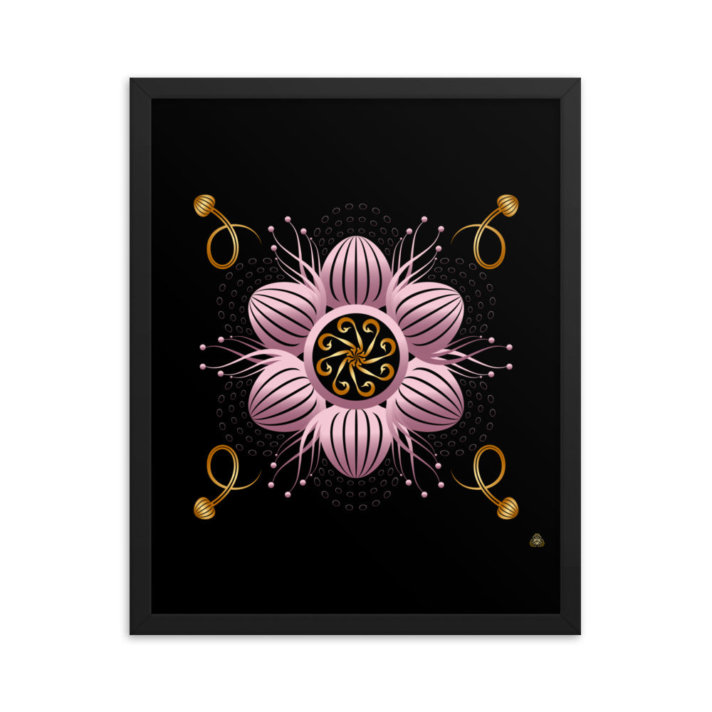 Framed Poster Kuklos No 4404 abstract Mandala Black - Gold - Pink Free Shipping