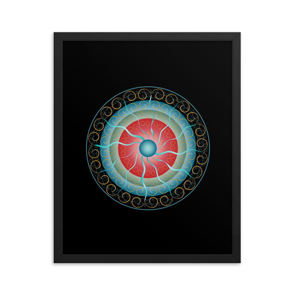 Framed Poster Complexical No 2155 Mandala Black - Red - Gold Free Shipping