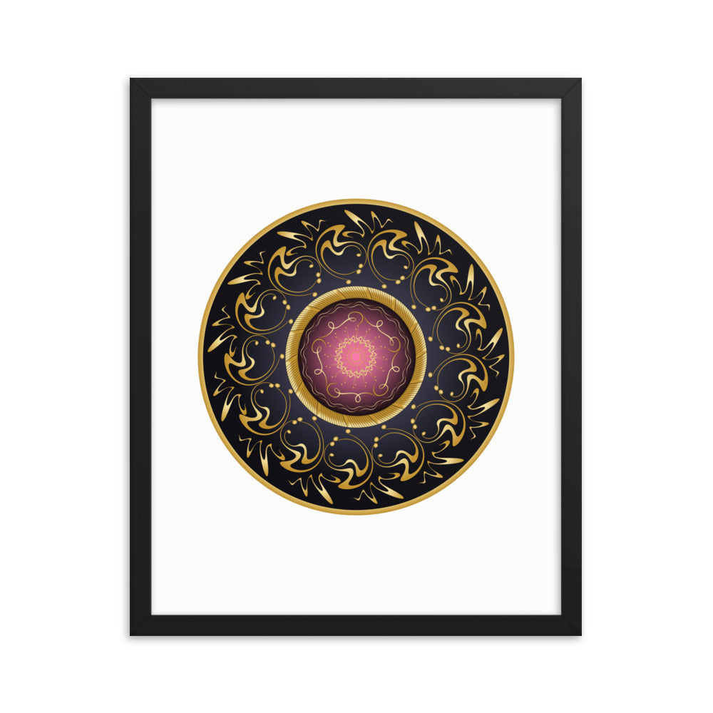 Framed Poster Complexical No 2155 Mandala Black - Red - Gold Free Shipping