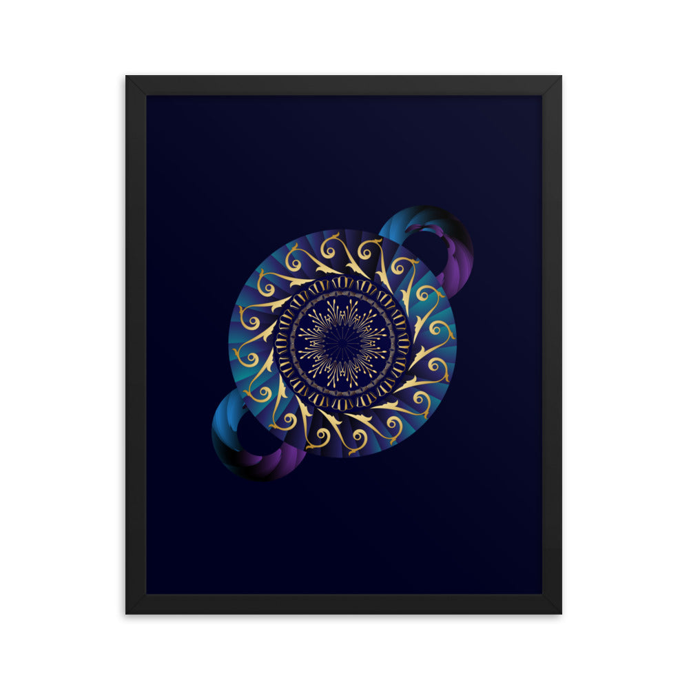 Framed Poster Kuklos No 4313 Mandala Gold - Teal - Purple Free Shipping