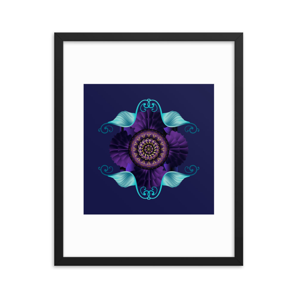 Framed Poster Kuklos No 4364 Mandala Aqua - Purple - Gold Free Shipping