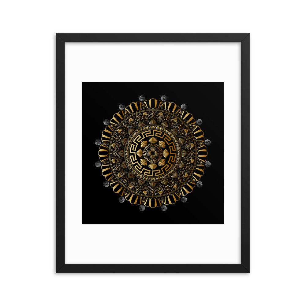 Framed Poster Kuklos No 4354 Mandala Black - Gold Free Shipping