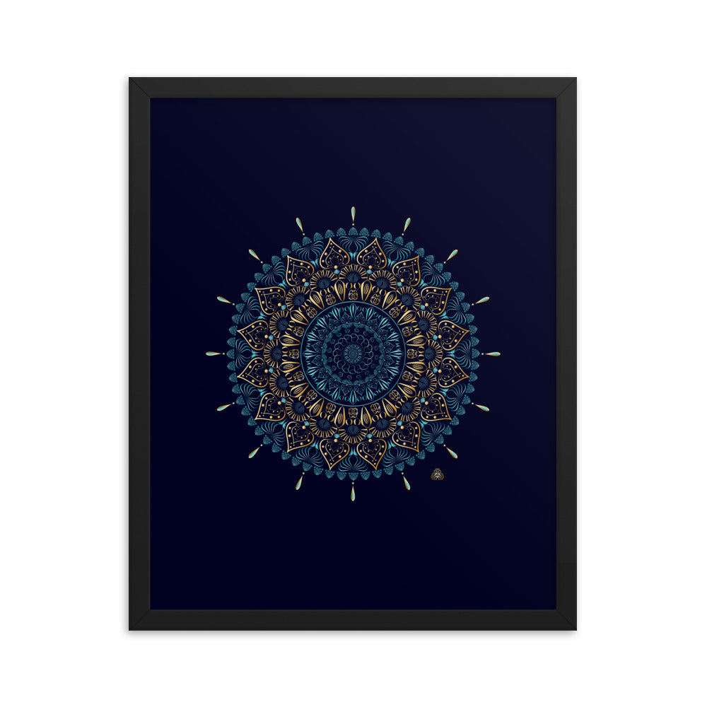 Framed Poster Kuklos No 4331 Mandala Aqua - Gold Free Shipping