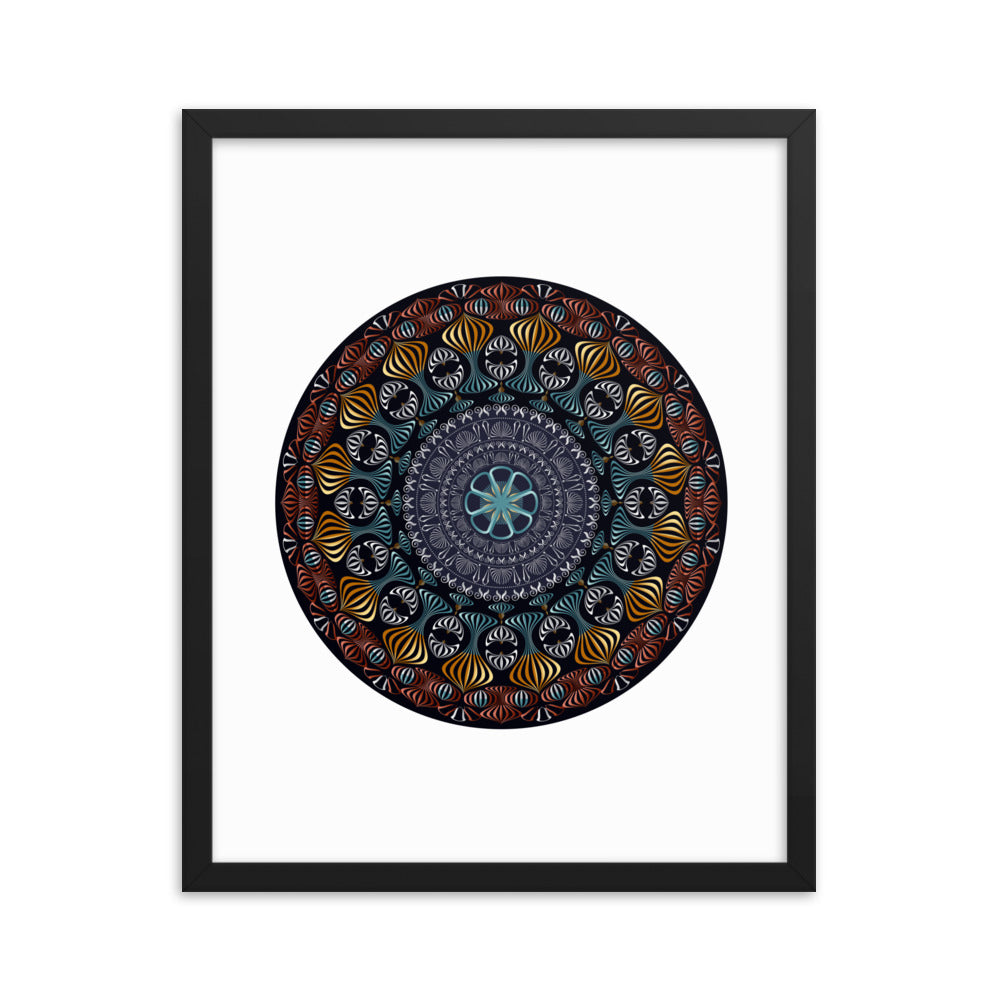 Framed Poster Kuklos No 4420 Mandala Silver - Gold - Multicolor Free Shipping