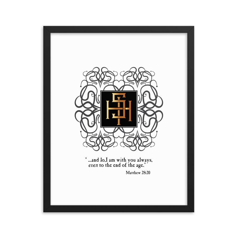 Framed poster IHS Christogram - Matthew 28:20 Free Shipping