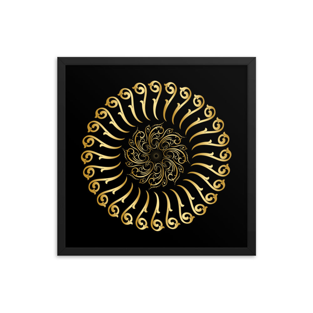 Framed poster Mandala Circularity No 501 Black bkgd Free Shipping