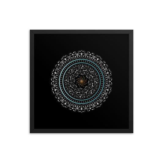 Framed poster Kuklos No 4496 Mandala Silver - Aqua - Gold Free Shipping