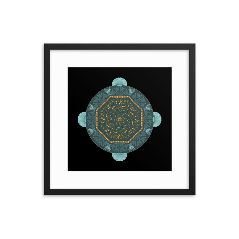 Framed poster Kuklos No 4484 Mandala Gold - Aqua Free Shipping