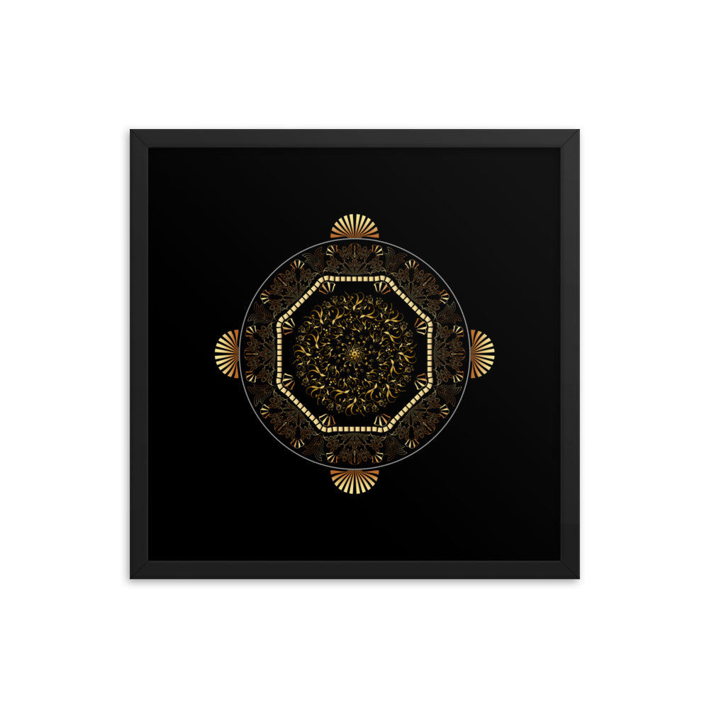 Framed poster Kuklos No 4483 Mandala Gold - Black Free Shipping