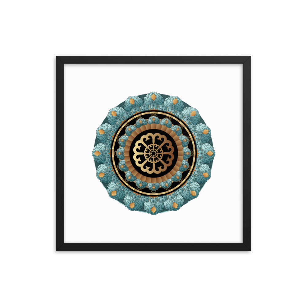 Framed poster Kuklos No 4440 Mandala Aqua - Gold Free Shipping