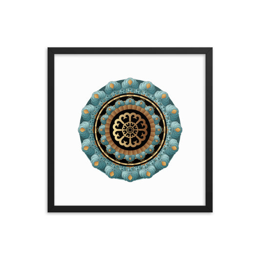 Framed poster Kuklos No 4440 Mandala Aqua - Gold Free Shipping