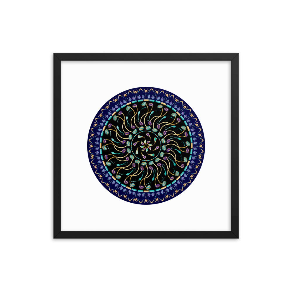 Framed poster Kuklos No 4488 Mandala Aqua - Gold Free Shipping