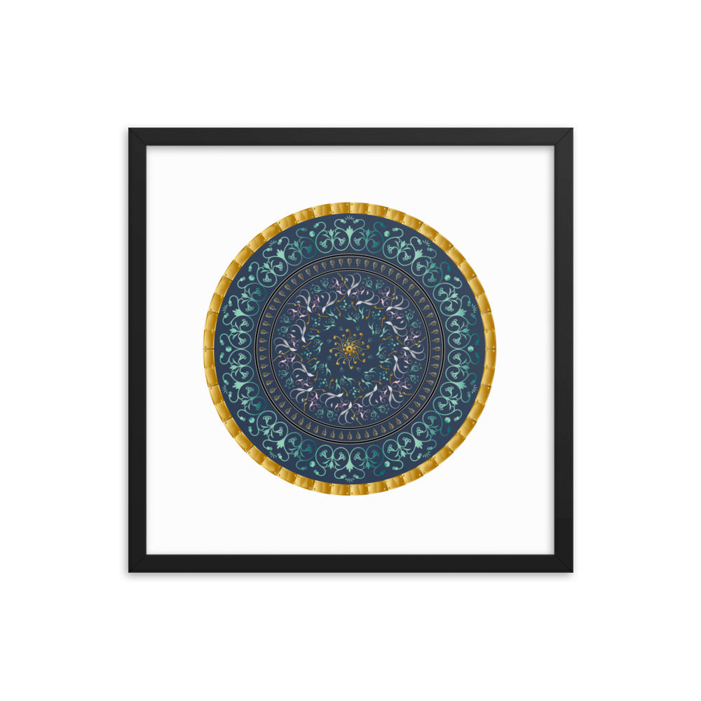 Framed poster Kuklos No 4495 Mandala Aqua - Gold Free Shipping