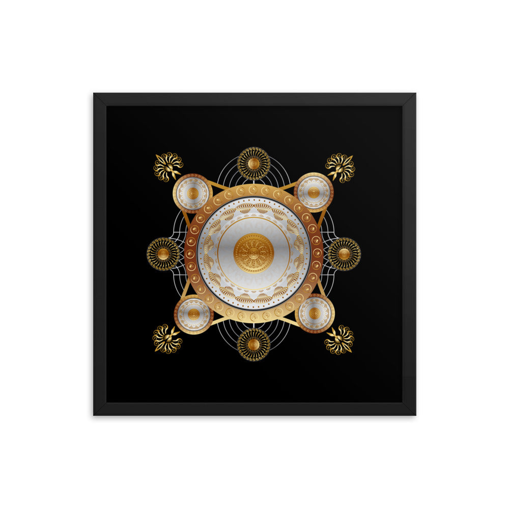 Framed Poster Kuklos No 4029 Mandala Silver - Gold Free Shipping