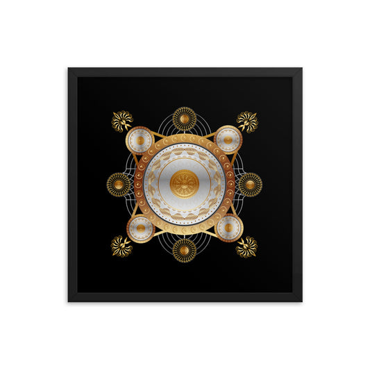 Framed Poster Kuklos No 4029 Mandala Silver - Gold Free Shipping