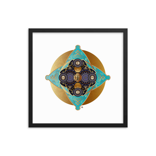 Framed Poster Kuklos No 4062 Mandala Aqua - Navy - Gold Free Shipping