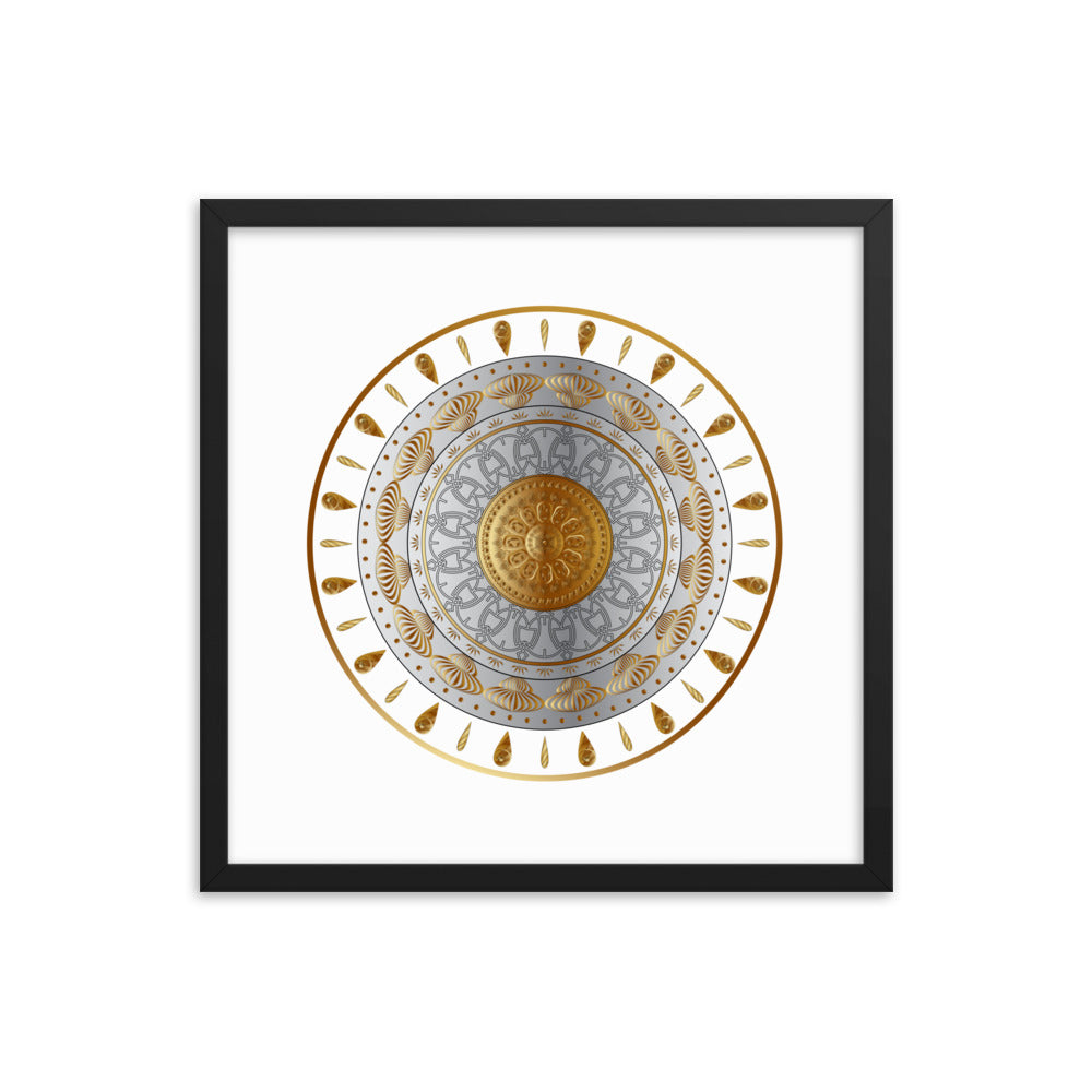 Framed Poster Circumplexical No 3531 Mandala Aqua - Gold Free Shipping