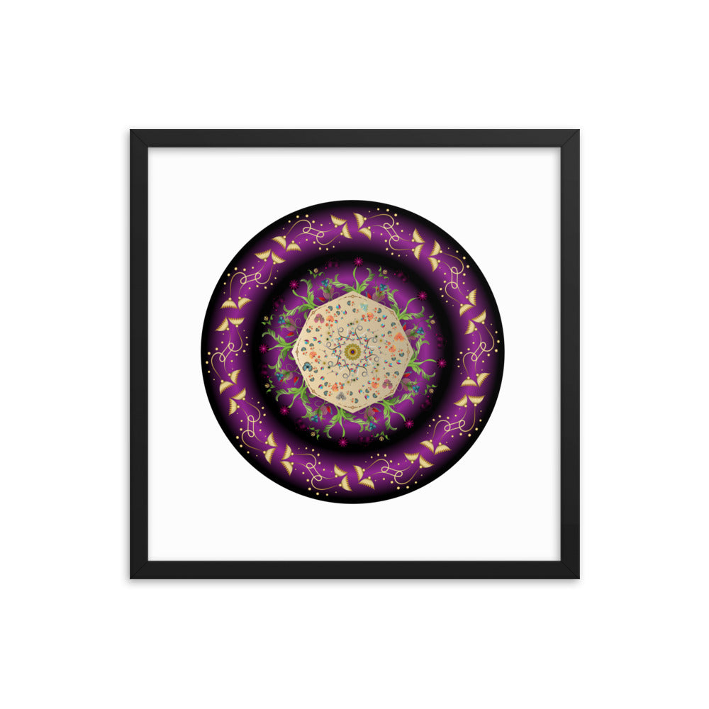 Framed Poster Circumplexical No 3676 Mandala Purple - Gold Free Shipping