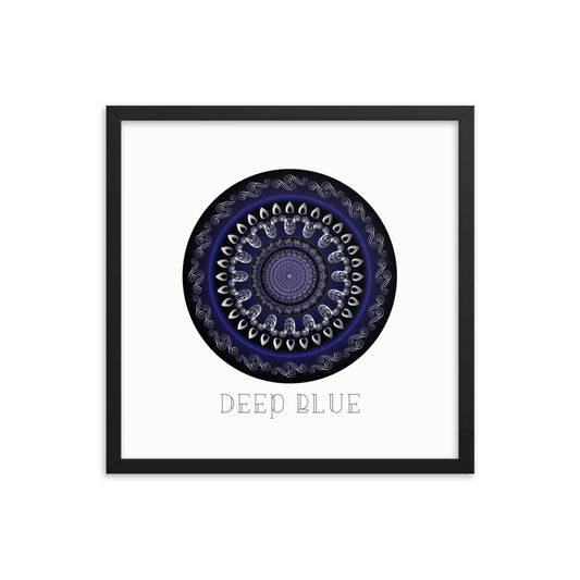 Framed Poster Circumplexical No 3761 Mandala Silver - Navy Free Shipping