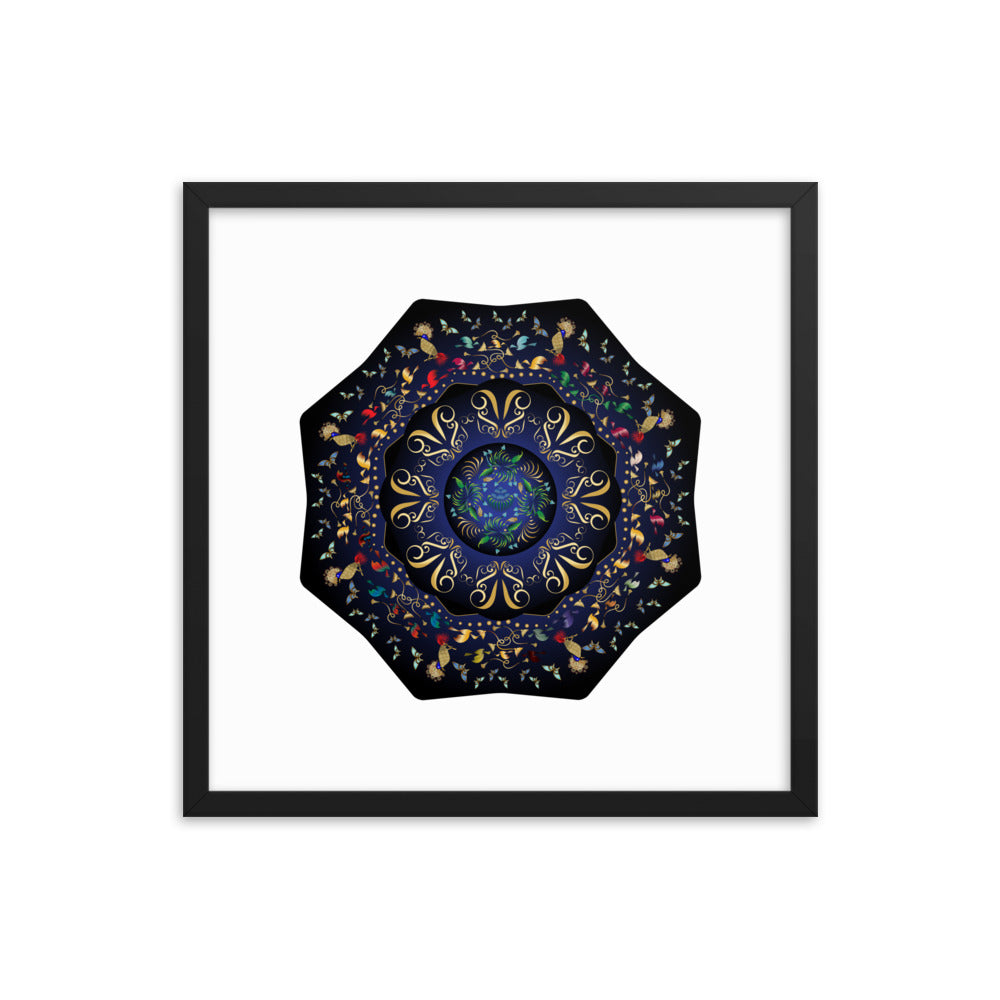 Framed Poster Circumplexical No 3796 Mandala Navy - Gold Free Shipping