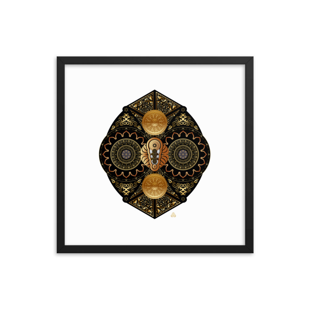 Framed Poster Circumplexical No 3927 Intricate Mandala Black - Gold Free Shipping