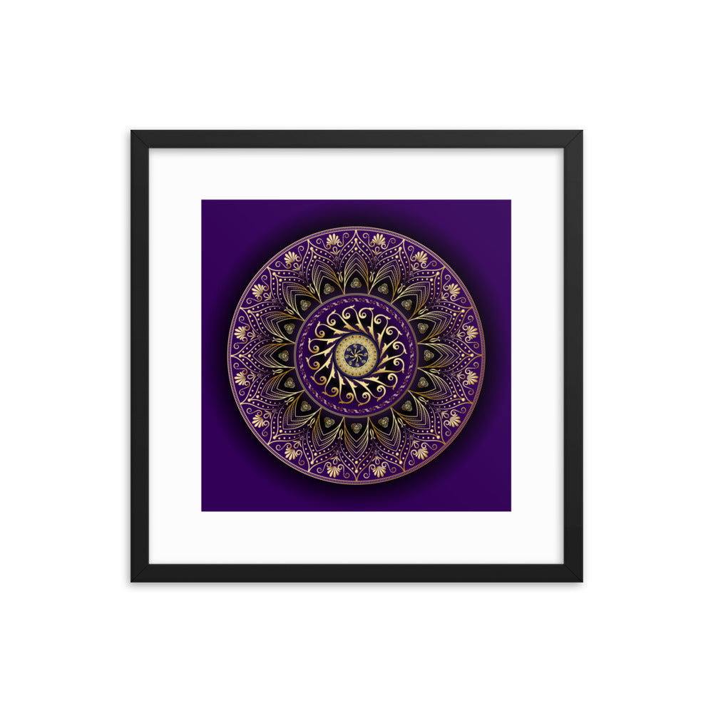 Framed Poster Circumplexical No 4006 Mandala Purple - Gold Free Shipping