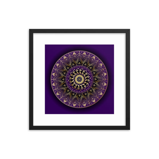 Framed Poster Circumplexical No 4006 Mandala Purple - Gold Free Shipping