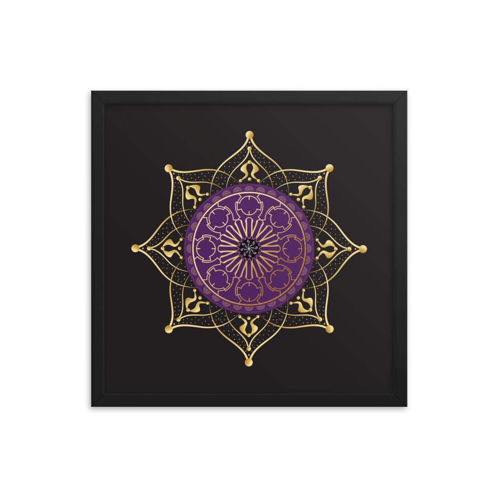 Framed Poster Circumplexical No 4017 Mandala Purple - Gold Free Shipping