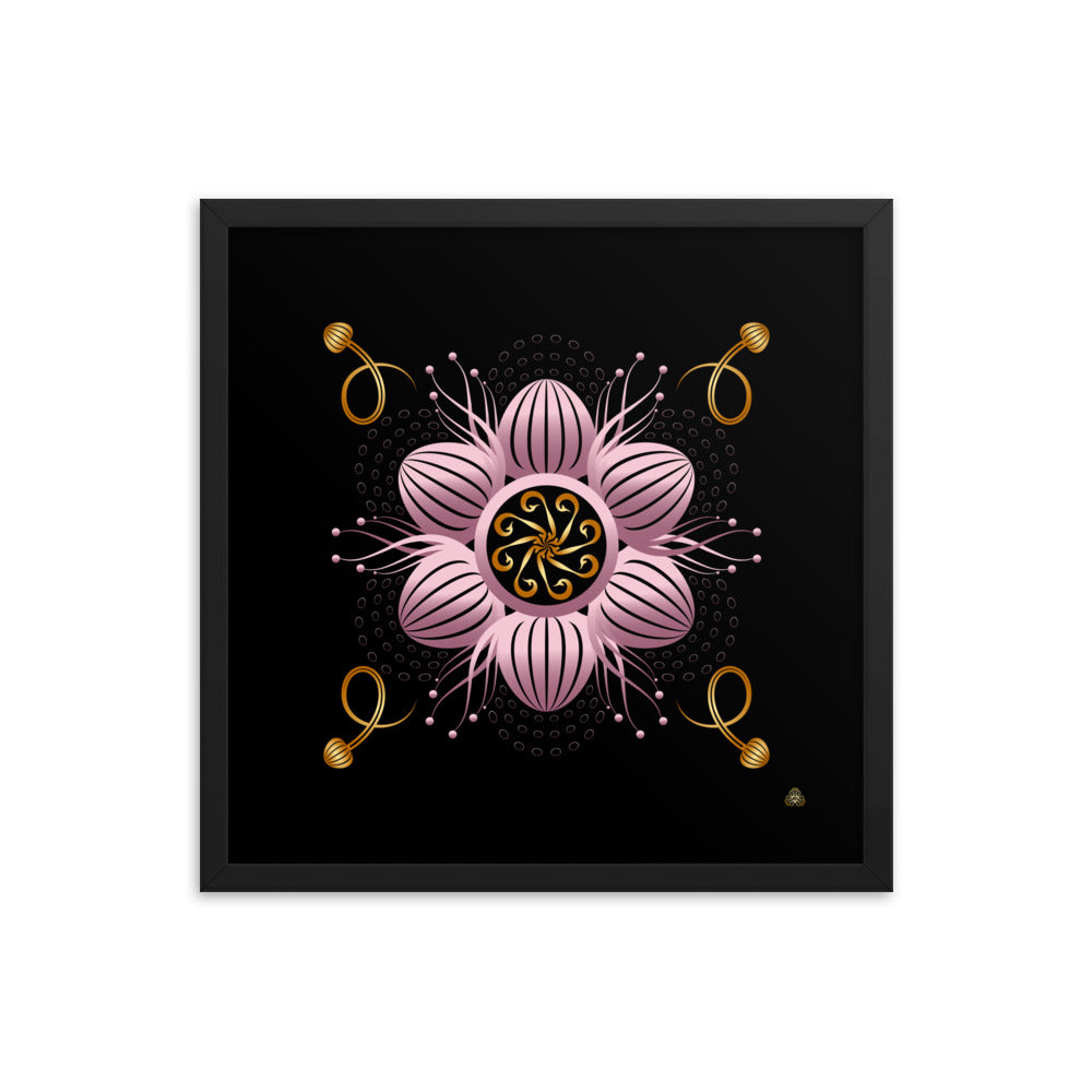 Framed Poster Kuklos No 4404 abstract Mandala Black - Gold - Pink Free Shipping