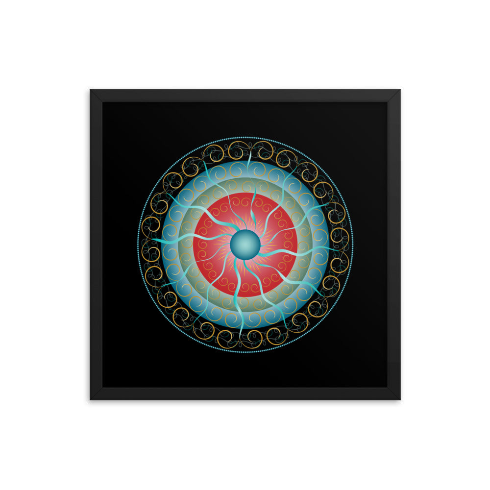 Framed Poster Complexical No 2155 Mandala Black - Red - Gold Free Shipping