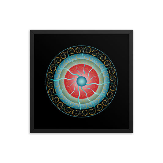 Framed Poster Complexical No 2155 Mandala Black - Red - Gold Free Shipping