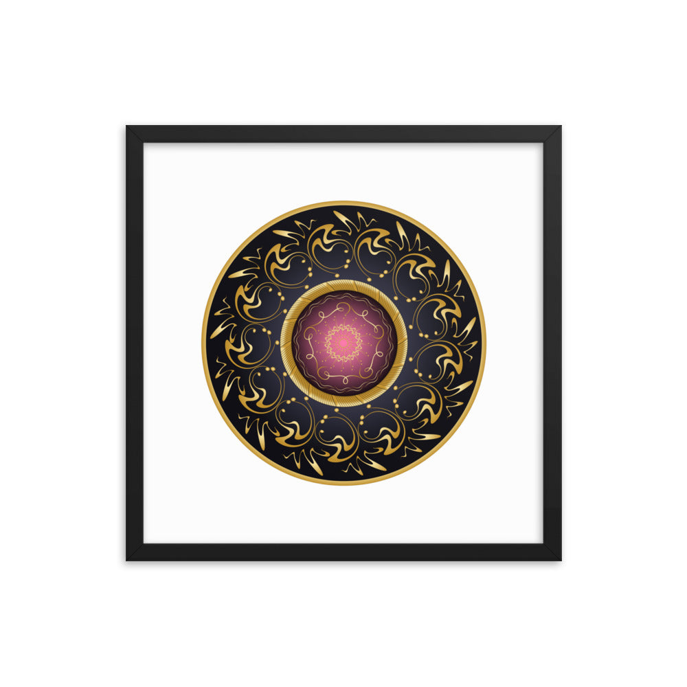 Framed Poster Complexical No 2155 Mandala Black - Red - Gold Free Shipping