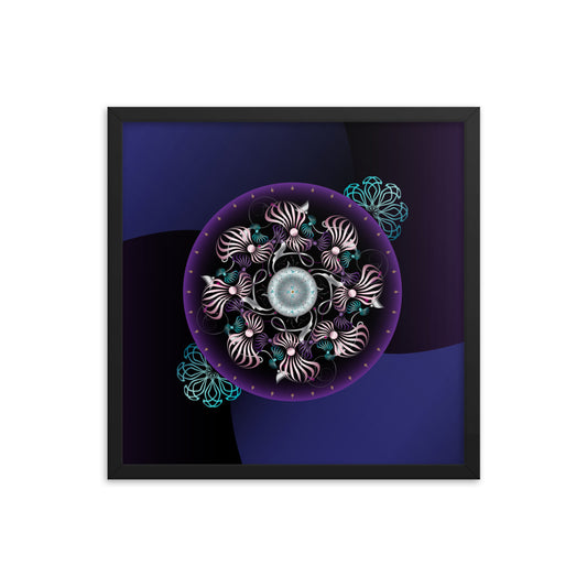 Framed Poster OVC No 4298 Intensely Intricate Mandala Purple - Pink - Aqua Free Shipping