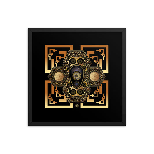 Framed Poster OVC No 4182 Intensely Intricate Mandala Black - Gold Free Shipping