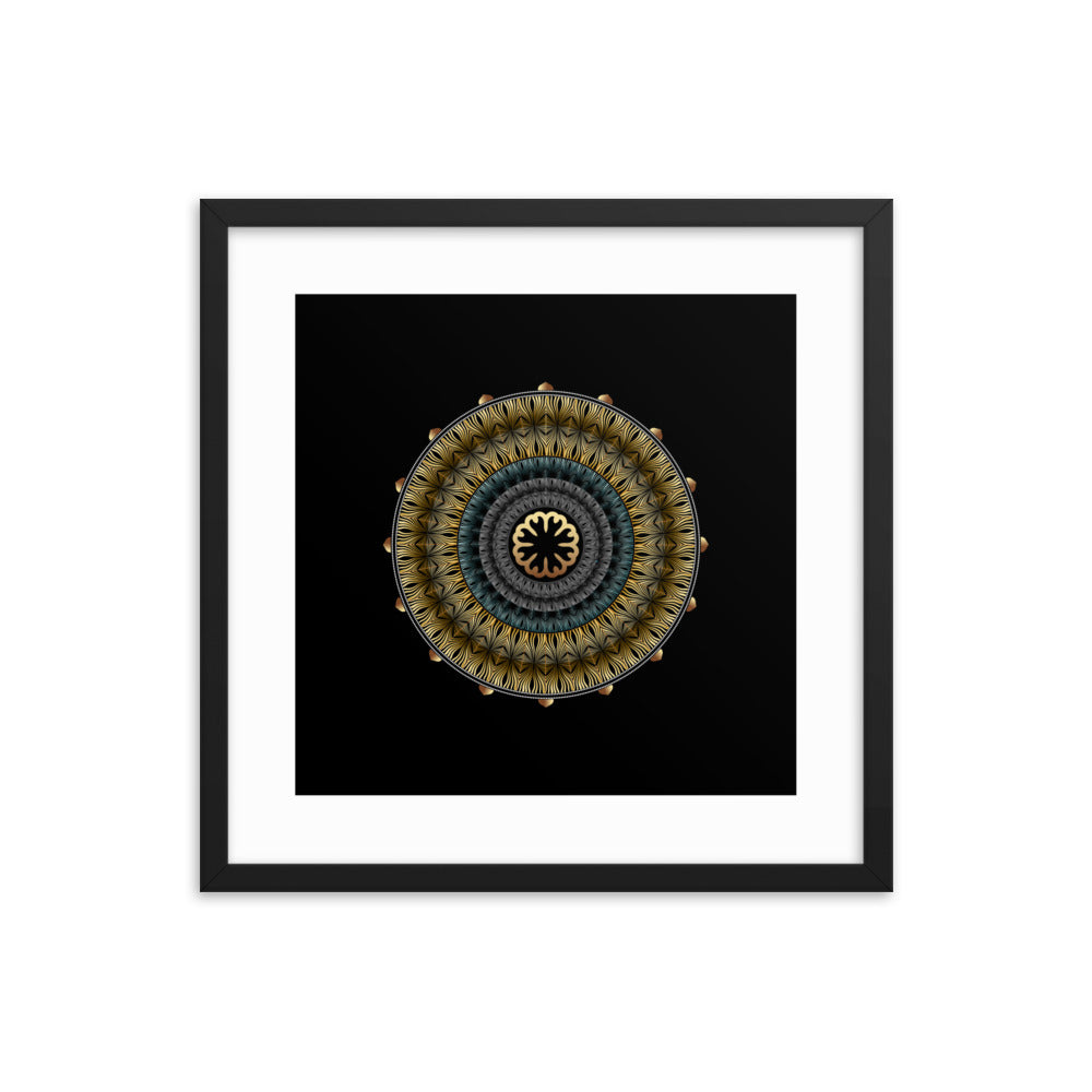 Framed Poster Kuklos No 4439 Mandala Black - Gold Free Shipping