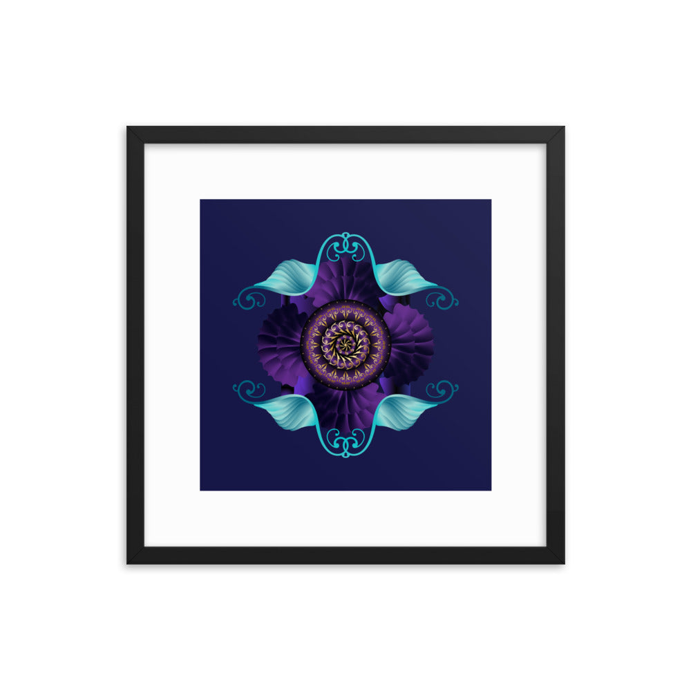 Framed Poster Kuklos No 4364 Mandala Aqua - Purple - Gold Free Shipping