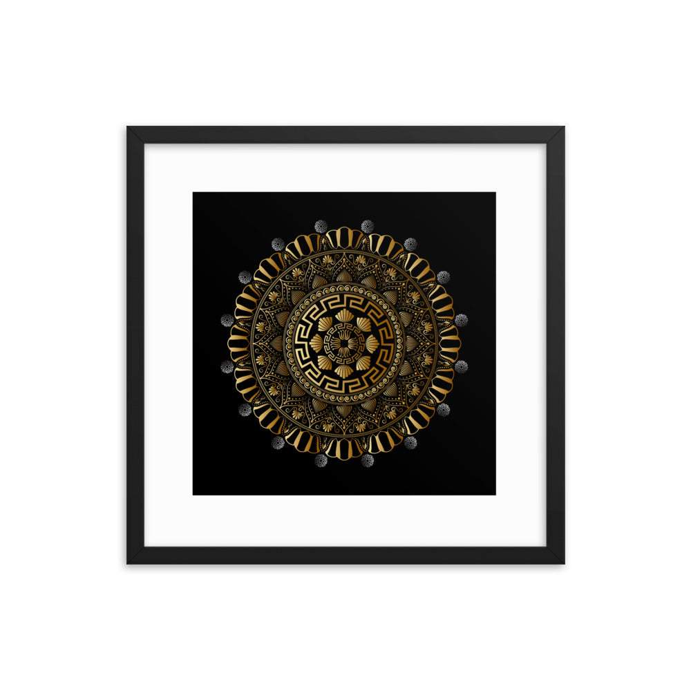 Framed Poster Kuklos No 4354 Mandala Black - Gold Free Shipping