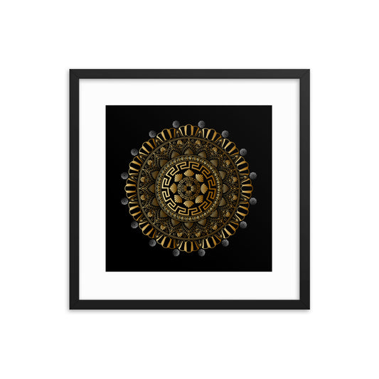 Framed Poster Kuklos No 4354 Mandala Black - Gold Free Shipping